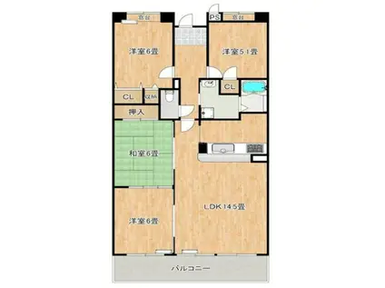メゾンドールウイングヒルズ(4LDK/15階)の間取り写真