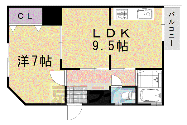 プリオール京都(1LDK/3階)の間取り写真