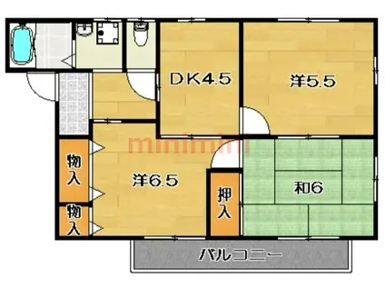 高石崖ハイツ(3DK/1階)の間取り写真