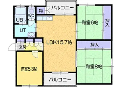 サクラアパートメント(3LDK/2階)の間取り写真