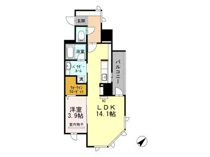 アルカーサル大道(1LDK/4階)の間取り写真