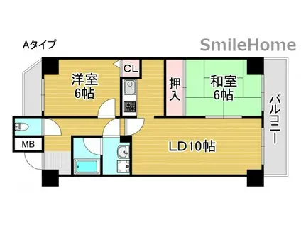 オーセント住之江(2LDK/4階)の間取り写真