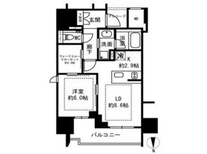 グランドメゾン谷町4丁目(1LDK/18階)の間取り写真