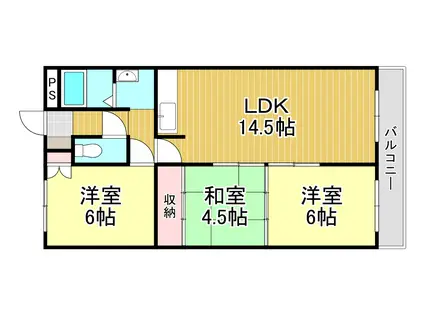 沼ノ端ハイツA(3LDK/1階)の間取り写真