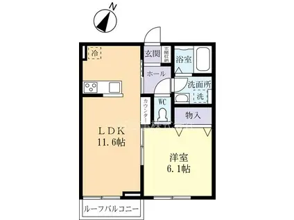 かすみがうら市(1LDK/2階)の間取り写真