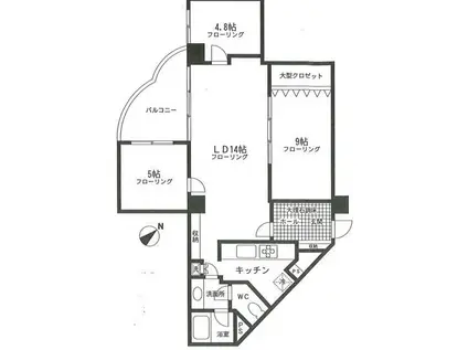 三田ハウス(3LDK/8階)の間取り写真