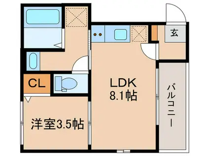 BLOOM′S TERRACE NAGITSUJI(1LDK/2階)の間取り写真