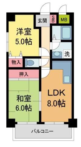 ラモーブ(2LDK/3階)の間取り写真