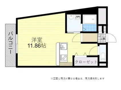 リファレンス敷戸Ⅰ(ワンルーム/3階)の間取り写真