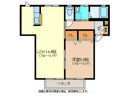 モン・プラースA棟(1LDK/1階)の間取り写真