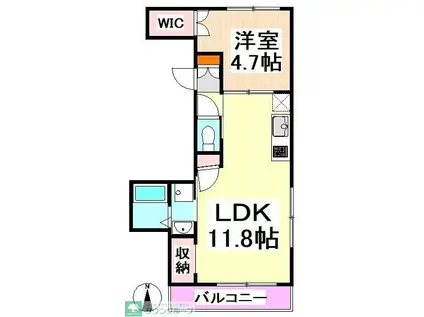 カーサなごみ(1LDK/2階)の間取り写真