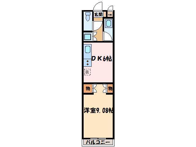 第6水野マンション(1DK/3階)の間取り写真