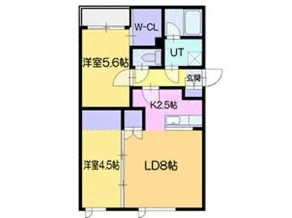 プリミティーボ(2LDK/1階)の間取り写真