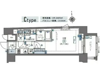 ズーム四谷左門町(1K/10階)の間取り写真