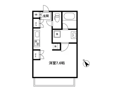 プラウドタワー平井(ワンルーム/9階)の間取り写真