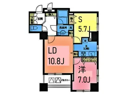 ドゥーエ横浜駅前(2LDK/17階)の間取り写真