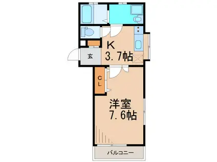 グリーンテラス湘南II(1K/1階)の間取り写真