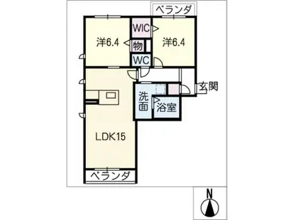 PROMENADE徳川園(2LDK/1階)の間取り写真