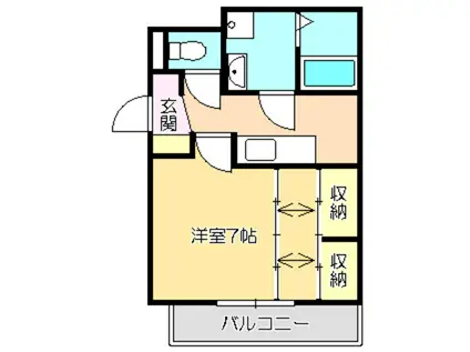 アラベスクB(1K/1階)の間取り写真