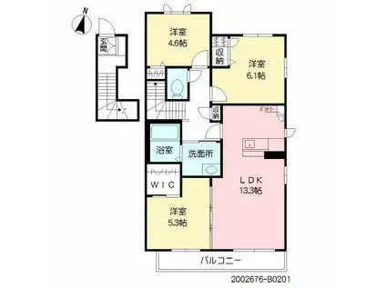 シャンティ(3LDK/2階)の間取り写真