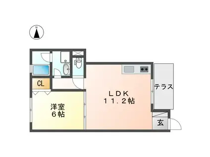 名鉄犬山線 布袋駅 徒歩52分 2階建 築21年(1LDK/1階)の間取り写真