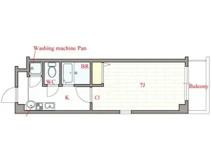 オリエンタル上町(1K/11階)の間取り写真