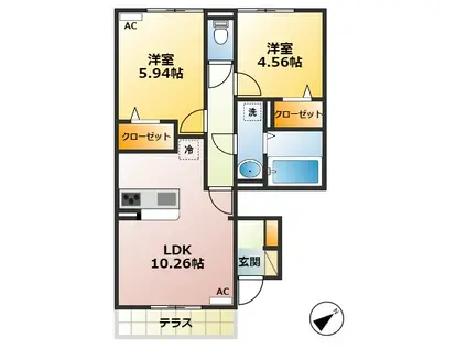 AISE VILLAGE(2LDK/1階)の間取り写真