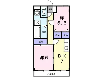 レインボーマンション(2DK/2階)の間取り写真