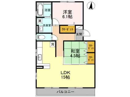 クロスロードⅡ(2LDK/1階)の間取り写真