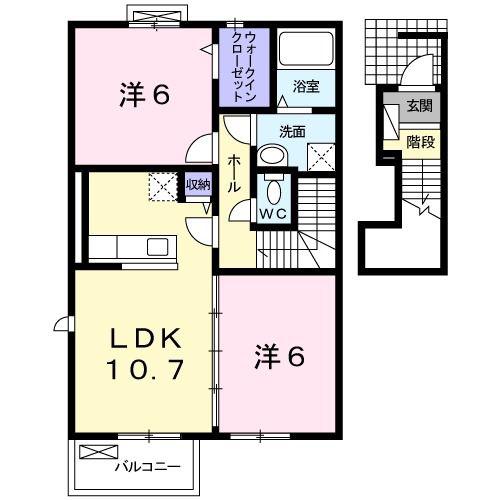 アバンツァート(2LDK/2階)の間取り写真