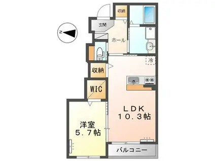 グリーンコート(1LDK/1階)の間取り写真