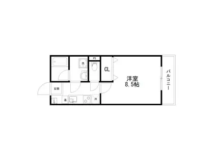 イーストヒルズ(1K/1階)の間取り写真