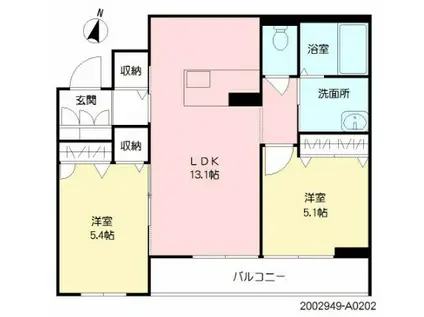 ベレオ大財(2LDK/1階)の間取り写真