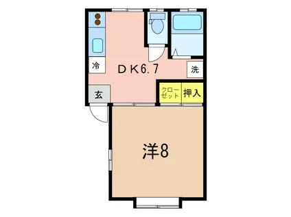 ハイツトラッドII(1DK/2階)の間取り写真