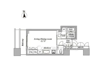 プラウドタワー東五反田(ワンルーム/11階)の間取り写真