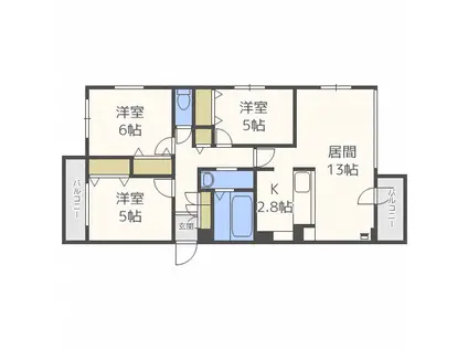 地下鉄東西線 円山公園駅 徒歩12分 5階建 築11年(3LDK/3階)の間取り写真