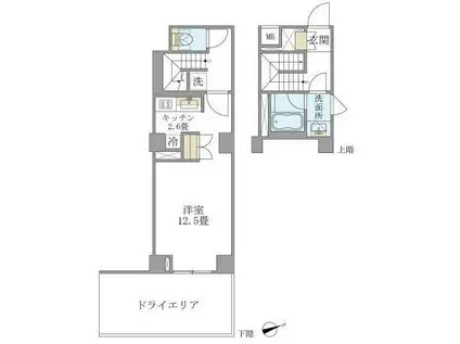 ブリリアイスト北沢(ワンルーム/2階)の間取り写真