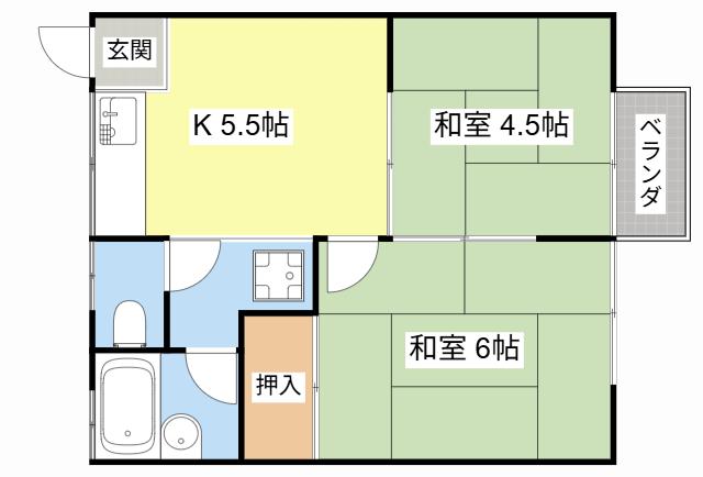 奥村ハイツII(2DK/2階)の間取り写真