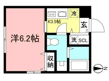 シャトーライフ相武台前1(1K/2階)の間取り写真