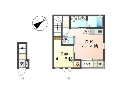 サンライト・洋(1DK/2階)の間取り写真