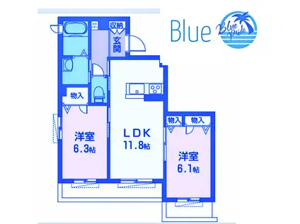 GREENAGEちがさき(2LDK/1階)の間取り写真