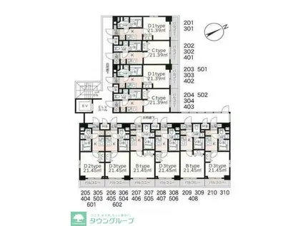 サムティレジデンス横濱磯子(1K/2階)の間取り写真