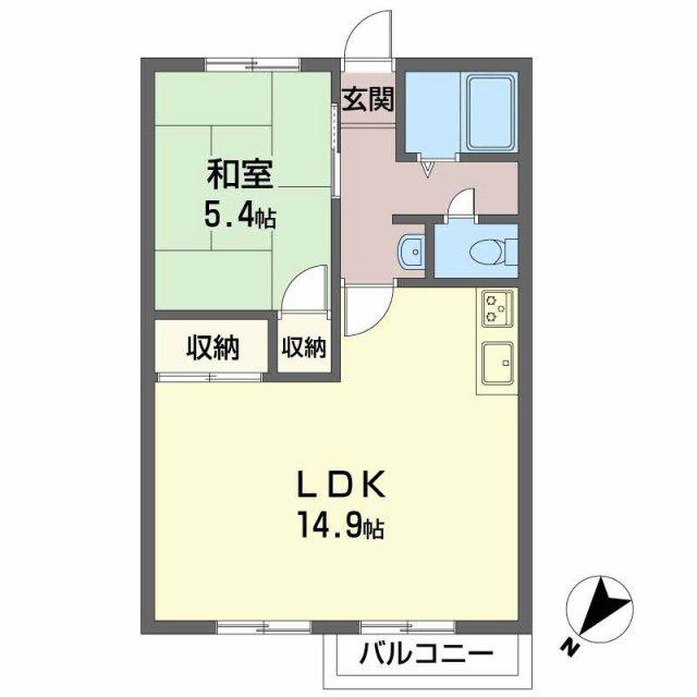フレグランス新野辺(1LDK/2階)の間取り写真