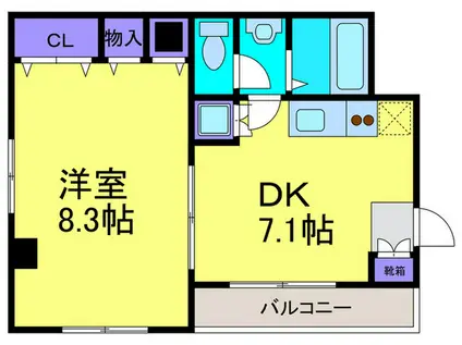 CORAL本町(1DK/2階)の間取り写真