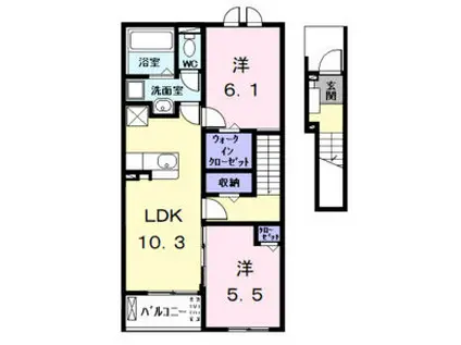 ヒカルサ名古屋港区大西II(2LDK/2階)の間取り写真