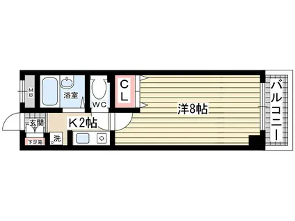 クレッセント西宮(1K/2階)の間取り写真