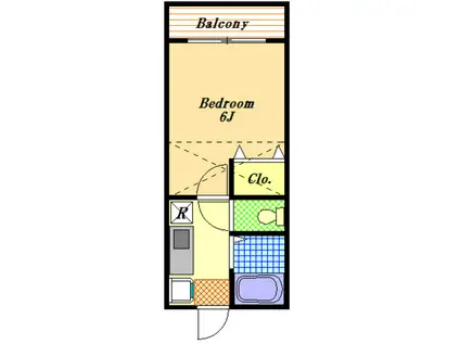 ドルフィンヒロ(1K/2階)の間取り写真