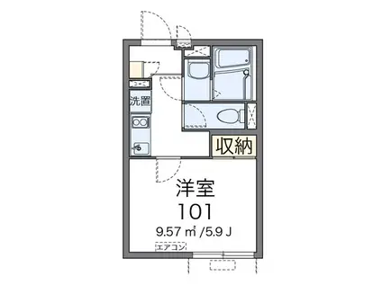 クレイノボヌールII(1K/1階)の間取り写真