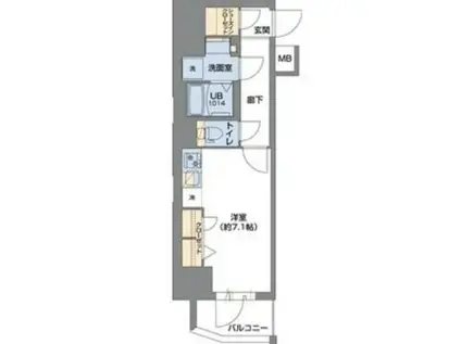 METROSA谷町六丁目サウス(ワンルーム/2階)の間取り写真