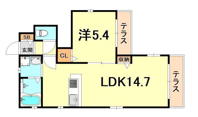 シャーメゾン高羽(1LDK/1階)の間取り写真